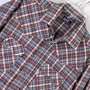 VTG Levis Tapered Fit Shirt Men L Plaid Pearl Snap Western Sawtooth Paper Thin